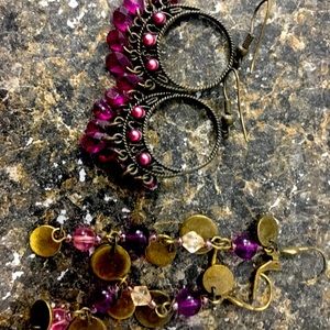 Cranberry rustic earrings very light